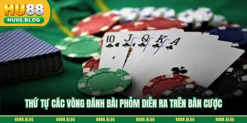 Thứ tự các vòng đánh bài phỏm diễn ra trên bàn cược